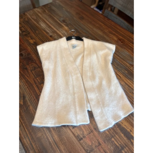 Twiggy Rabbit‎ Hair Angora Wool Blend Vest Cardigan Sweater Cream Size Large - Picture 1 of 7
